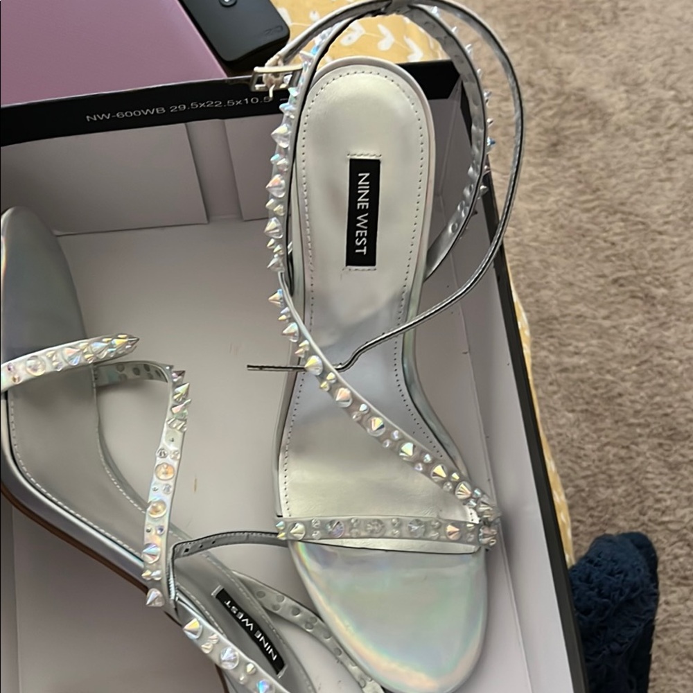 Nine West Silver Strappy Mitz3 Sandals